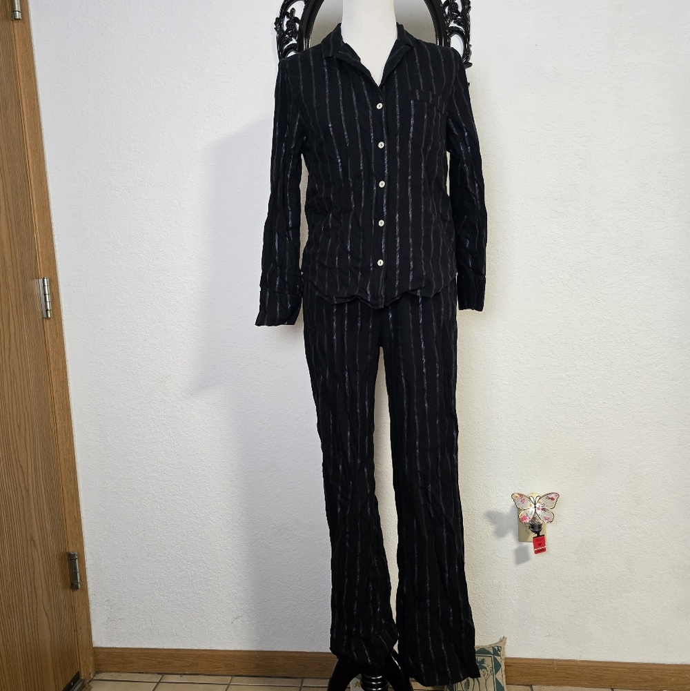Victoria's Secret Black Striped Pajama Set